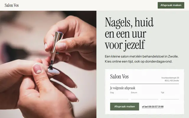 Voorbeeldsite schoonheidssalon: Salon Vos