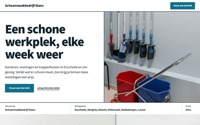 Voorbeeldsite schoonmaak: Schoonmaakbedrijf Glans