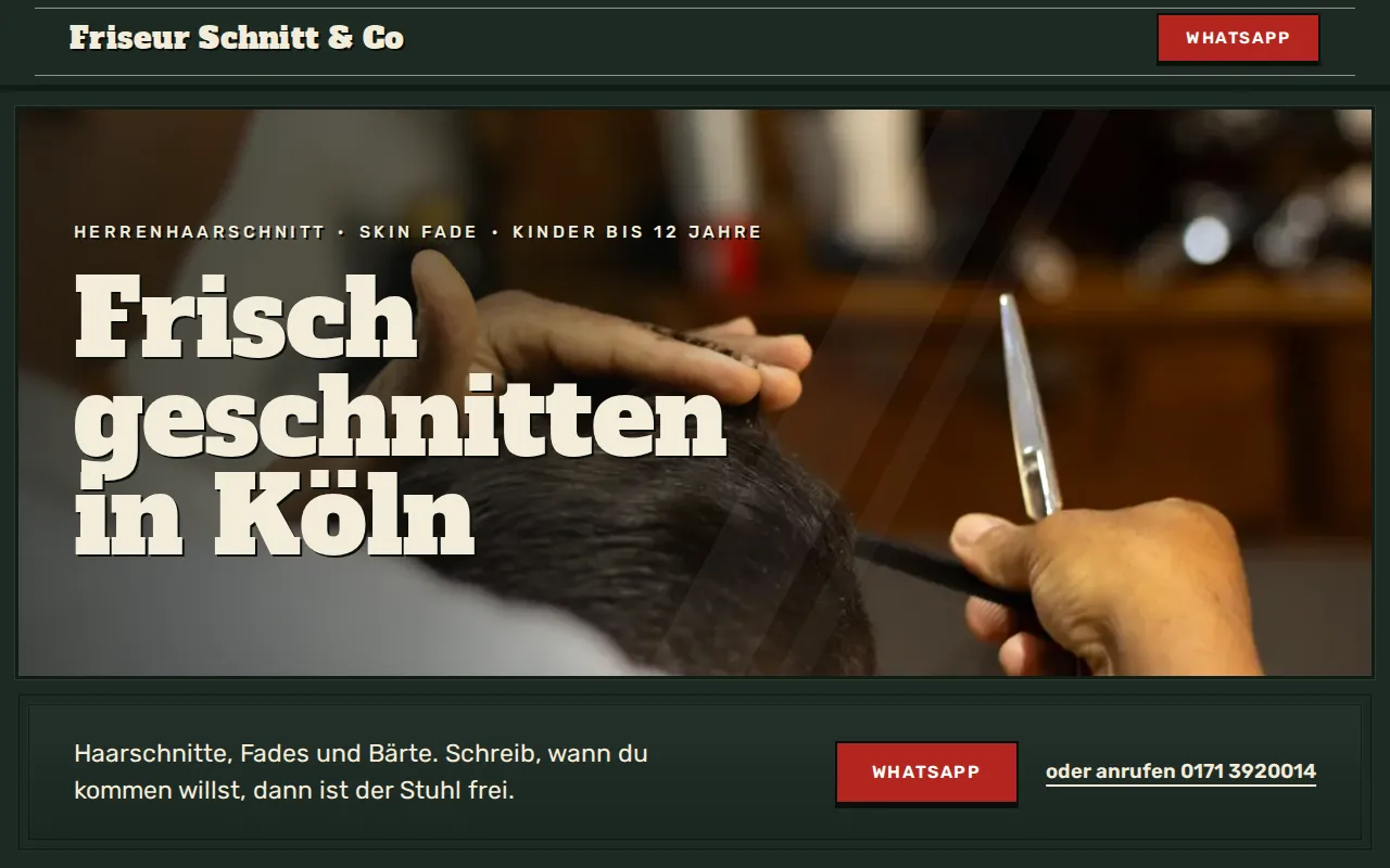 Beispiel-Website für Friseur: Friseur Schnitt & Co, Köln