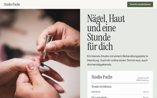 Beispiel-Website, Kosmetikstudio: Studio Fuchs