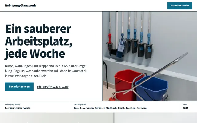 Beispiel-Website, Reinigungsfirma: Reinigung Glanzwerk