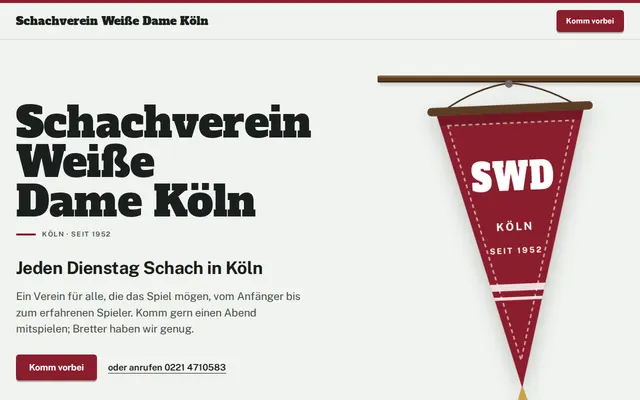 Beispiel-Website, Verein oder Gruppe: Schachverein Weiße Dame Köln