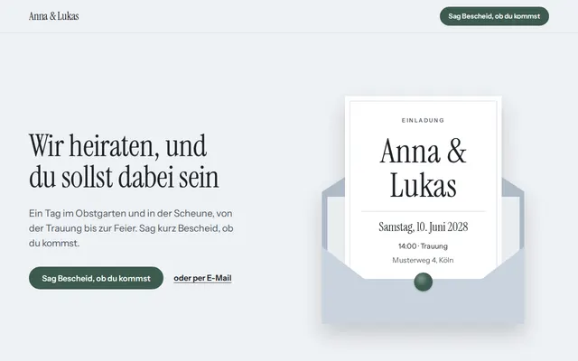 Beispiel-Website, Hochzeit oder Fest: Anna & Lukas