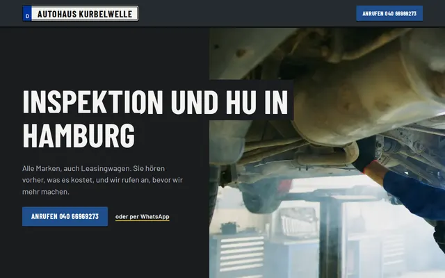Beispiel-Website, Kfz-Werkstatt: Autohaus Kurbelwelle