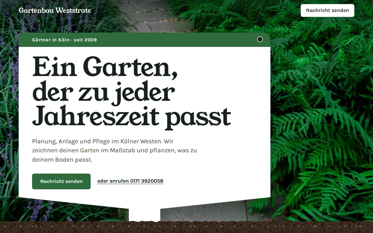 Beispiel-Website für Gärtner: Gartenbau Weststrate, Köln