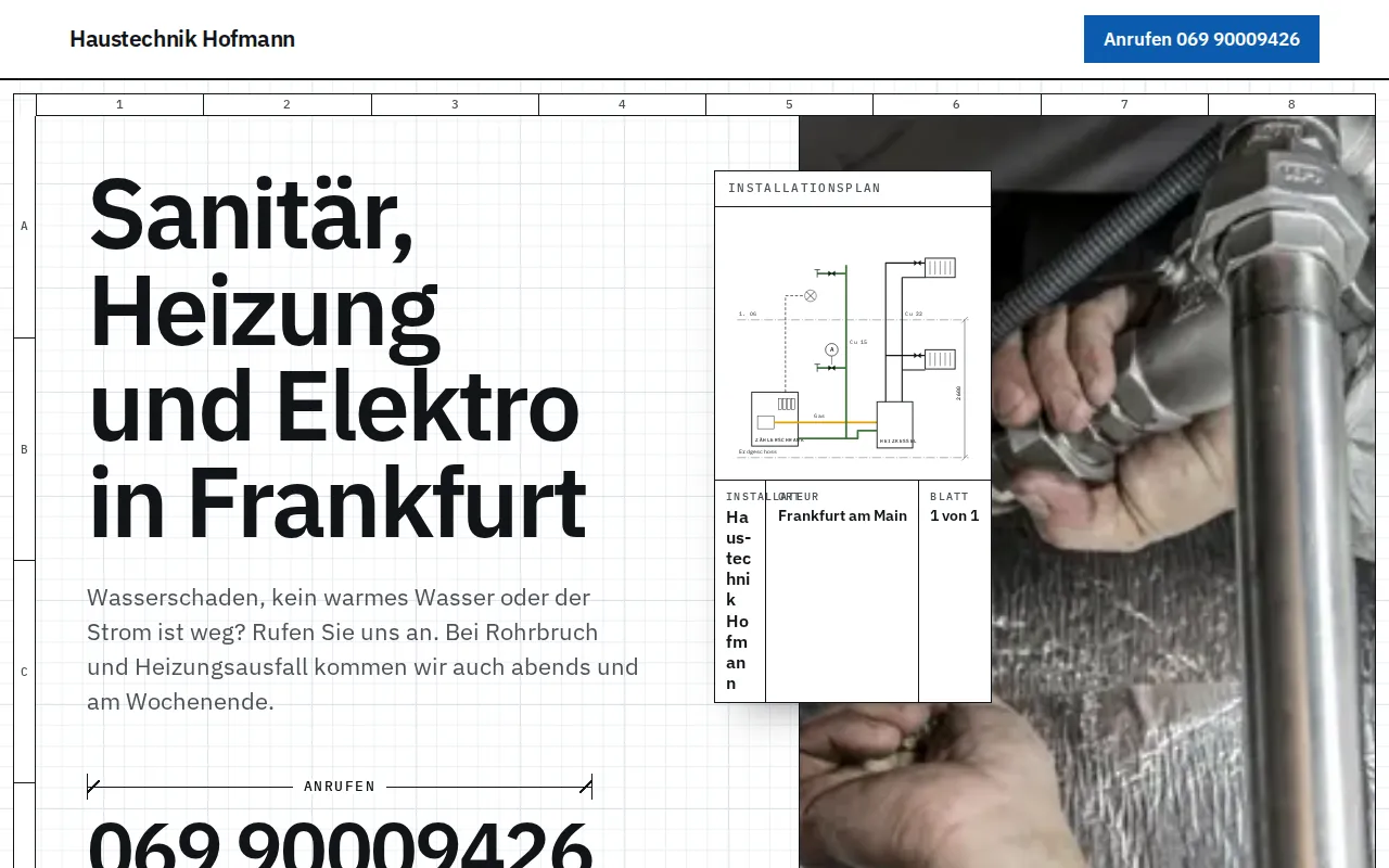 Beispiel-Website für Installateur (Heizung & Sanitär) namens Haustechnik Hofmann