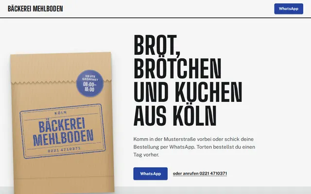 Beispiel-Website, Bäckerei, Blumenladen oder Foodtruck: Bäckerei Mehlboden