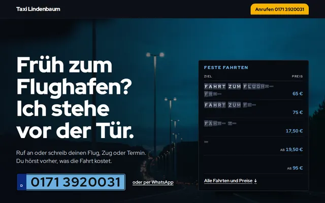 Beispiel-Website, Taxi: Taxi Lindenbaum