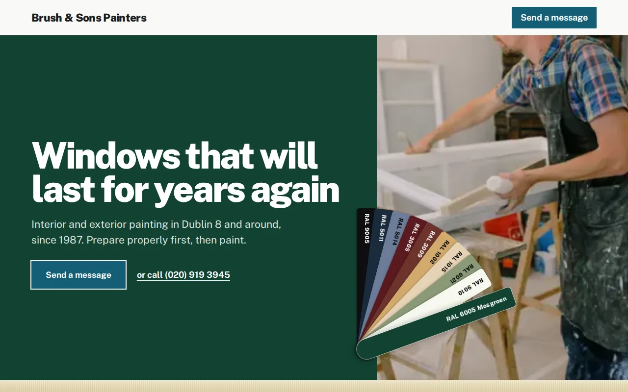 Example website for a painter: Brush & Sons Painters, Dublin