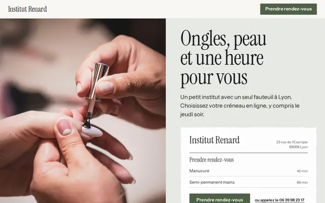 Site d’exemple, institut de beauté : Institut Renard