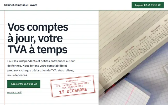 Site d’exemple, comptable : Cabinet comptable Havard