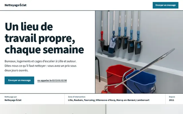 Site d’exemple, entreprise de nettoyage : Nettoyage Éclat