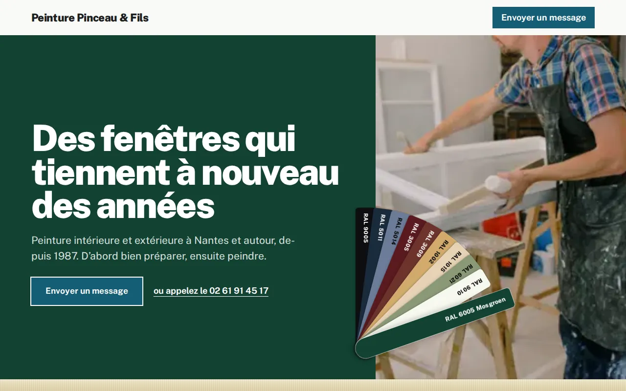 Site d’exemple pour peintre : Peinture Pinceau & Fils, Nantes