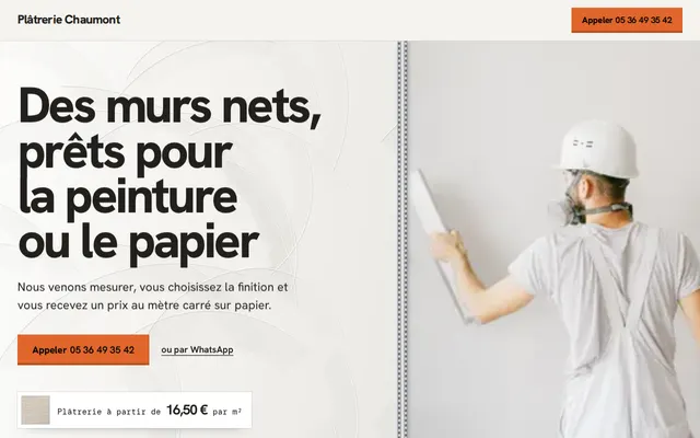 Site d’exemple, plâtrier : Plâtrerie Chaumont