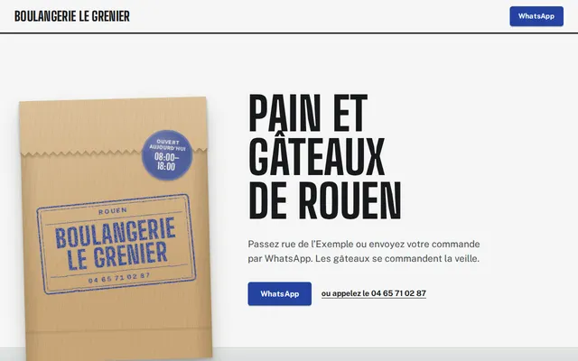 Site d’exemple, boulangerie, fleuriste ou food truck : Boulangerie Le Grenier