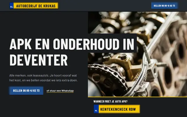 Voorbeeldsite garage: Autobedrijf De Krukas