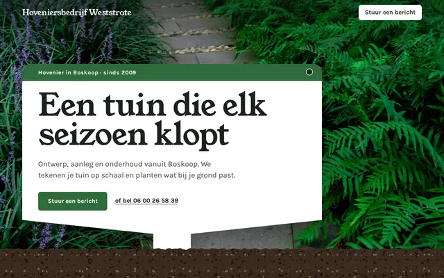 Voorbeeldsite hovenier: Hoveniersbedrijf Weststrate