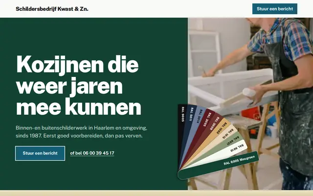Voorbeeldsite schilder: Schildersbedrijf Kwast & Zn.