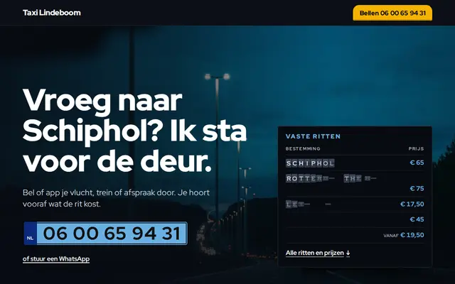 Voorbeeldsite taxi: Taxi Lindeboom